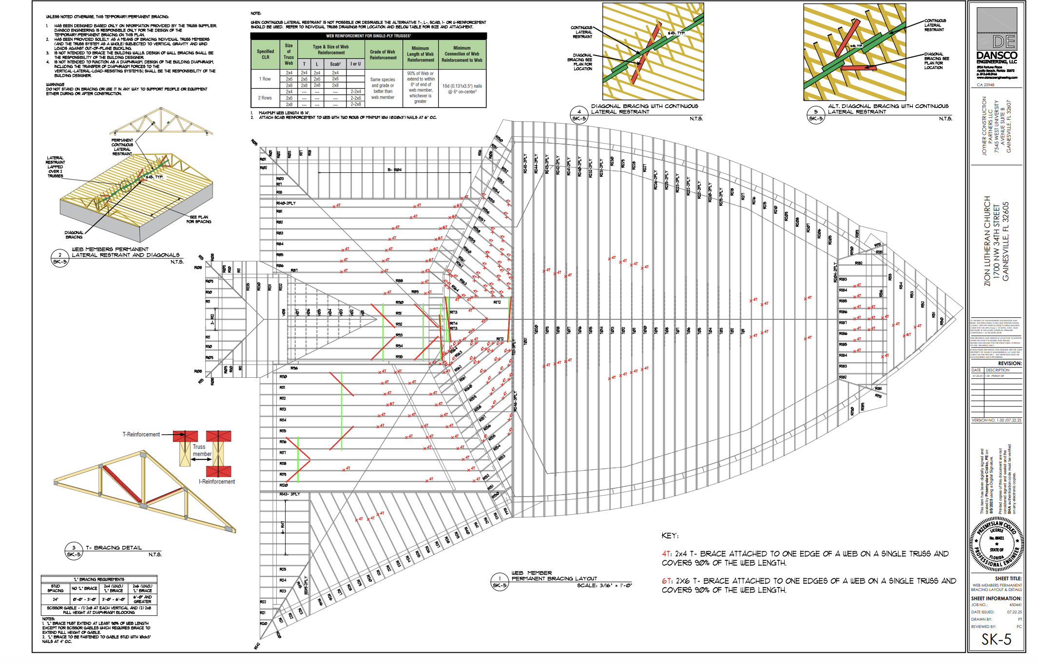 Truss bracing layout engineering drawing